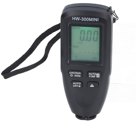 Schichtdickenmessgerät, Digitales Lackmessgerät, Magnetisch, Zerstörungsfrei Messende Dicke, 0-2000 um Bereich mit ABS-Material, für Auto (Black)