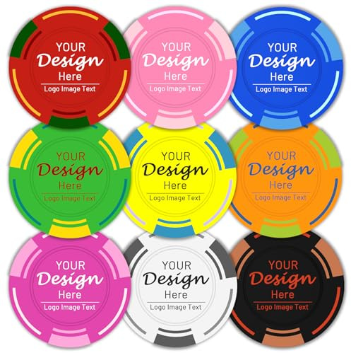 Shueewago 100 gettoni da casinò personalizzati, gettoni in plastica con stampa su entrambi i lati, per feste, bar, tornei, giochi da tavolo, blackjack, matrimoni (rosso)