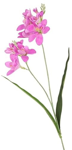 Flor Artificial de Fresia, Rama única, 2 Tenedores, Flor de simulación de Fresia con Hojas, sensación Huihua, arreglo Floral for el hogar y la Boda(Púrpura)