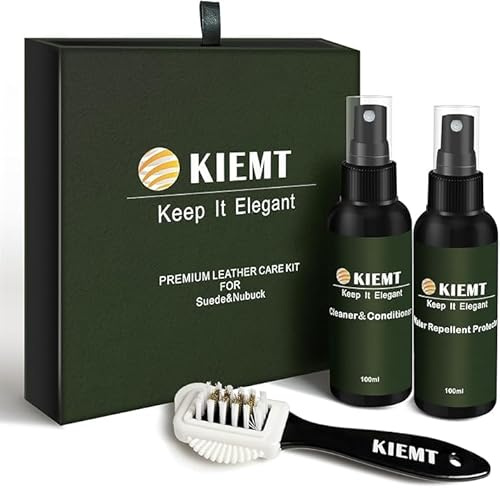 KIEMT Premium Suede and Nubuck Care Kit, Leather Cleaner/Conditioner, Water Repellent Protector for Suede, Nubuck,Sheepskin,Double Face Leather,Nubuck Sofa,Shoes