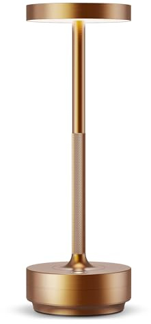 HYMZP Lampada da Tavolo Senza Fili Ricaricabile,Lampada Led da Tavolo,3 Modalità di Colore, IP54, per Interni/Esterni, Ristorante (Bronzo)