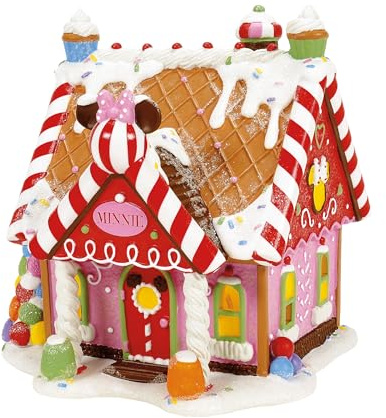 Department 56 Disney Village Minnie Mouse Peppermint Villa Lit Building, 6 Inch, Multicolor
