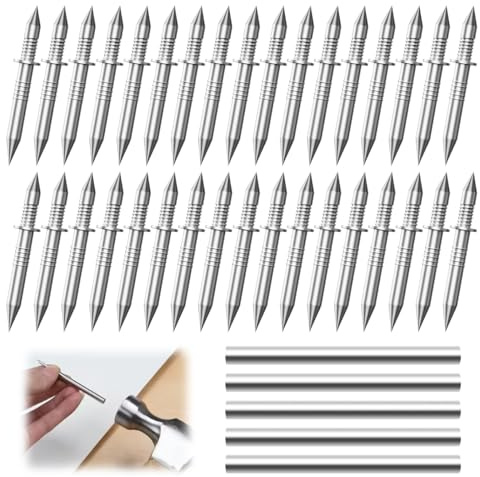 500 Piezas Clavos Doble Cabeza para Rodapies, Clavos Sin Costuras con 5 Herramienta de Manga Específica, Tornillos de Seguridad Invisibles, Clavos de Zócalo Sin Marco para Rodapiés, Cantos de Madera