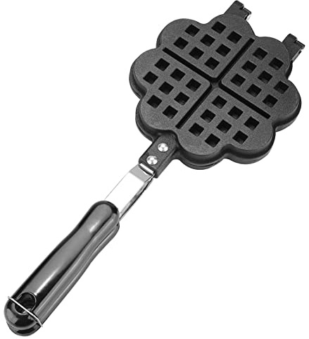 Piastra per waffle, macchina per waffle a forma di cuore, padella antiaderente, macchina per waffle, colazione, panini, compatta e portatile, 4 fette, nera