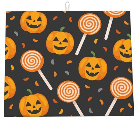 Tappetino Scolastoviglie Orange Pumpkin Lollipop Tappetini Bancone Cucina Asciugatura Rapida Tappetino Per Piani Tavoli Scolapiatti 46X61Cm