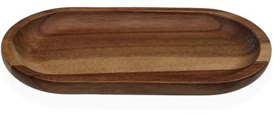 Vassoio in Legno di Acacia – Piatto - Design Elegante, Multiuso per Casa, Cucina, Bagno e Ufficio – Ideale come Organizer, Svuotatasche o Vassoio da Servizio (Ovale 18.8x9.6 cm)