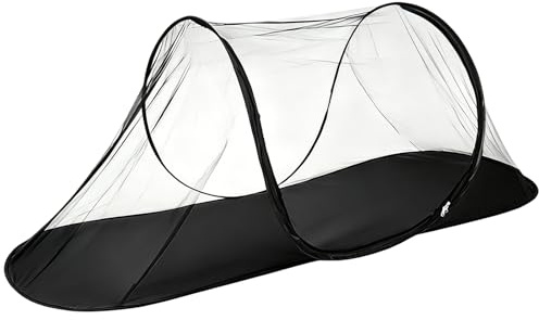 Myggnät för säng, FainFun Myggnät Pop Up för utomhus, Bärbar utomhustält, Bärbart hussäng, för Resor, Camping och Hemma (Svart, 200 x 70 x 72 cm)