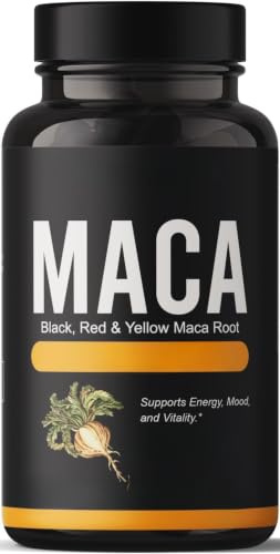 Poudre de racine de maca – noire, rouge et jaune.