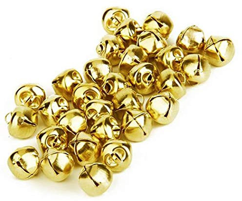 YIGO 50pcs 25mm(1 inch) Iron Loose Beads Small Jingle Bells Christmas Decoration Pendants DIY Crafts Handmade Accessories (25MM(1 inch), Gold)