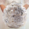 Fouriding Bouquet da Sposa di Lusso Nozza Fiori di Rosa Spilla Strass Diamante Perlato Fiori Artificial Forniture di Nozze Decor