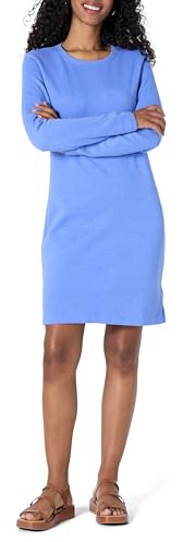 Amazon Essentials Vestido de Forro Polar con Cuello Redondo y Manga Larga por Encima de la Rodilla Mujer, Azul Mezcla, XL