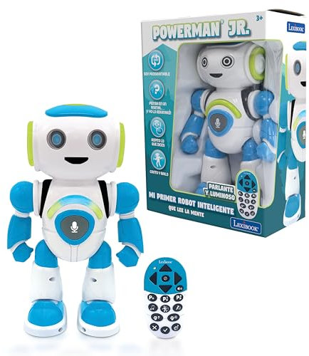 LEXIBOOK, Powerman Jr., Robot Juguete Interactivo Inteligente, Que Lee en la Mente, Juguete para Niños, Bailando, Juega, Música Cuestionario de Animales, Stem, Control Remoto, Programable, ROB20ES