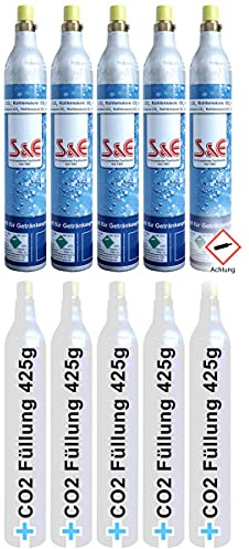 5 x CO2-Zylinder 425 g 60l inkl. Füllung Kohlensäure für Soda-Stream Wasser-Maxx