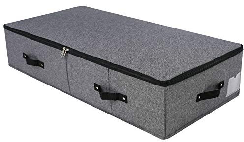 iwill CREATE PRO, Rigid Under Bed Garment Storage Container, Foldable and Washable, Soft Zip Lid (Charcoal Grey, 90 x 42 x 18cm)（35 x 16.5 x 7）
