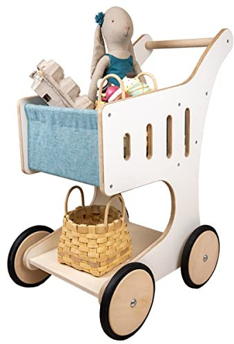 Meppi Einkaufswagen Lollipop aus Holz für Kaufladen - Kinderkaufladen Zubehör (Eukalyptus - grün)