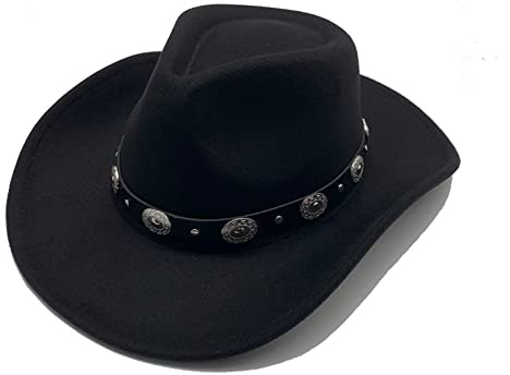 Willheoy Chapeau de Cowboy Femme Chapeau Western Homme Jazz Noir (Noir)