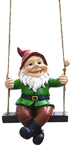 Luckxing Gartenzwerge Wetterfest Garten Statue Gartenzwerge Harz Statuen Kreative Süße Schaukel Dekorative Anhänger Fensterharz Garten Figuren Hängende Verzierung Für Indoor Outdoor