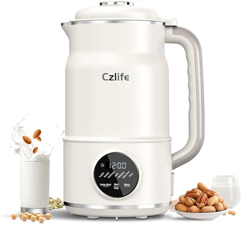 Czlife N7 Nut Milk Maker, 50oz (1.5L) Automatic Soy Milk Maker Machine for Homemade Oat Milk, Nutmilk, Juice, Milkshake, Baby Food, Grains, Almonds Milk Maker with Delay Start/Keep Warm/Clean
