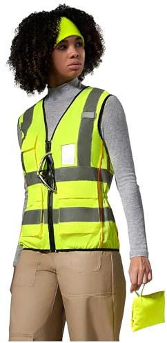 AYKRM Gul Rosa Orange Svart Blå Röd Dam Hög vis Väst med Fickdragkedja, gUL, 3XL