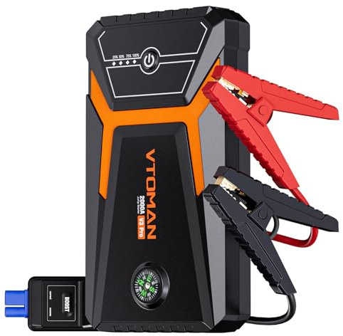 VTOMAN V3PRO Jump Starter Power Pack 2000A,Portable Car Battery Booster Jump Starter with Lithium Jump Pack,Battery Charger Starter with Jumper Cables for Motor(up to 6L Gas/4L Diesel Engines)