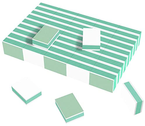 CGBE Taco Pulidor Uñas Naturales: Bloque Pulido Uñas Doble Cara Grano 1000/4000 - Mini Lima Fina Suave y Brillante Uñas - Buffer de Uñas para Uso Doméstico y Salón - 50 Piezas (Verde)