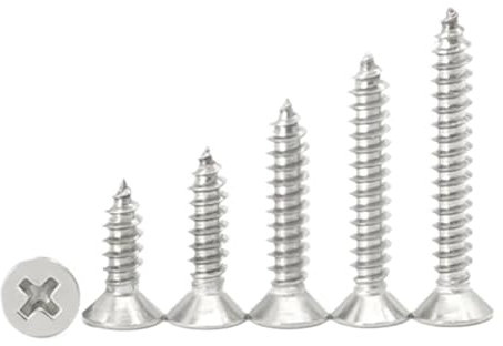 NKCVEZBW Compatible con Tornillos autorroscantes Phillips M5, Tornillos de Cabeza Plana avellanada, Clavos autorroscantes de Acero Inoxidable 304 Resistentes(M5x45mm (10pcs))