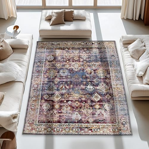 Carpido - Tappeto orientale per soggiorno, camera da letto - Morbido tessuto piatto per interni - Tappeto a pelo corto soffice - Tappeto moderno multicolore, 160 x 230 cm