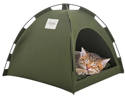 Générique Hundtältgrotta, hopfällbar vintersäng för hundar, kattgrotta säng katthus katttält med halvstängt katthus, liten hund RabbitsBed