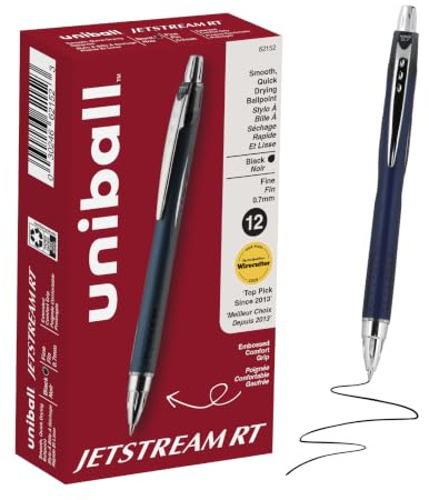 uniball™ Jetstream RT Ballpoint Pens, Black Ink, 0.7mm Fine Point, 12 Count