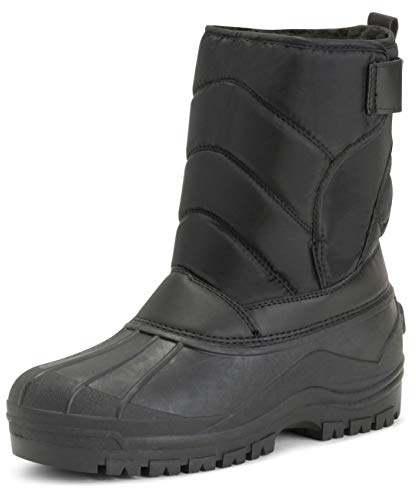 Polar Men’s Waterproof Duck Snow Boots - Lace?Up Winter Outdoor Boots, Fur?Lined & Thermal Insulated, Anti?Slip Rubber Sole for Hiking, Cold & Snow - Black - UK12/46