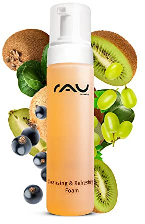 RAU Cosmetics Reinigungsschaum für Gesicht und Körper – Erfrischender Gesichtsreiniger mit Blutorangenöl, Für alle Hauttypen geeignet, Hautfreundliche Formel, 1 x 200 ml