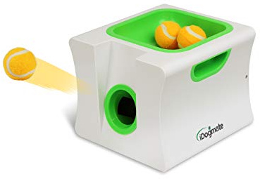IDOGMATE Small Interactive Ball Launcher with Rechargeable, Automatic Dog Ball Thrower for Mini Dog (Small Machine with 3 Balls)