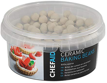 Chef Aid Fagioli da forno in ceramica riutilizzabili e pesi ciechi in vasca, perline da forno impediscono il restringimento della pasticceria, quiche, torte e crostate, resistenti al calore, circa 500