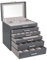 SONGMICS Schmuckkästchen 6 Ebenen, Schmuckkasten mit großem Spiegel, Schmuckschatulle, 5 Schubladen, sehr viel Stauraum, Schmuckaufbewahrung, modern, Geschenkidee, schiefergrau JBC138G01