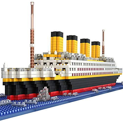 BIDIUTOY Titanic Ship Model Building Block Set, 3D Puzzle Sets DIY Educational Toys, Bricks Toy, with 1860Pcs Micro Mini Blocks, Ideal Gift for Kids and Adults