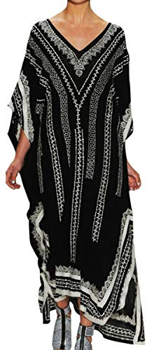 L-Peach Femmes Bohème Kaftan Maxi Loungewear Surdimensionné Chemise De Nuit Homewear Plage Cover Up Dress