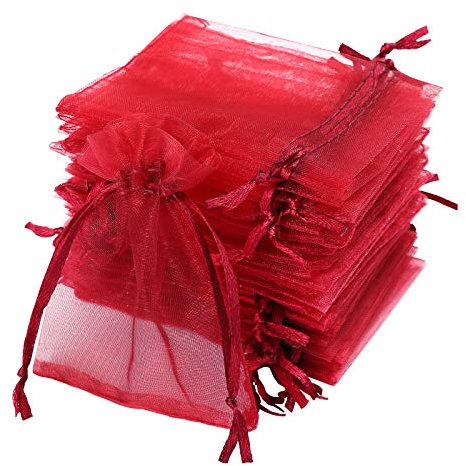 Naler 120 x Organzasäckchen Weinrot Organzabeutel Organza Schmuck Säckchen Geschenktüten für Verpackung, 7 x 9 cm
