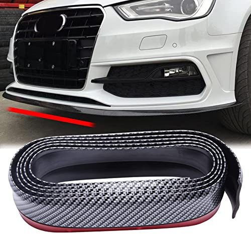 JMTBNO 2.5m Spoiler Auto Universale Protezione Paraurti Anteriore Lip Splitter Protector Fibra di Carbonio Striscia di Gomma Corpo Gonna Labbro Spoiler Durevole Adesivi per Auto Camion SUV