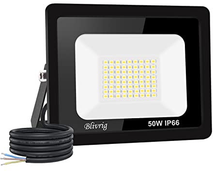 Jefedana Faretto led 50W 3000K Bianco Caldo Fari LED Esterno 5000LM Faretto led da Esterno IP66 Impermeabile Super Luminosa Faro led Luce di Sicurezza Lampada per Giardino, Cortile, Garage, Corridoio