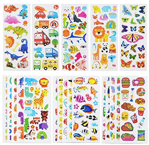 24 Sheets(500+) 3D Puffy Stickers for Toddlers Kids Boys Girls