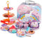 XiYee 48Pcs Juego de té Infantil Juguete, Juego de té Juguete con Postre Juguete, Accesorios Cocina Juguetes, para Fiestas del té y Juegos de simulación de Cocina, Regalo de Unicornio para Niñas