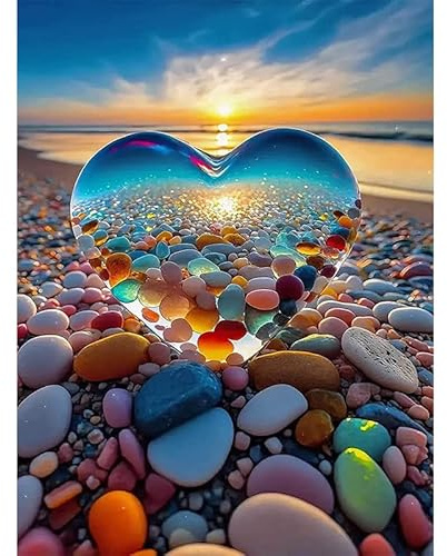 5D Diamond Painting Kit Completo, Diamond Art Pintura Cuadro Kit, Pintura de Diamantes Arte de Corazón Cristal Manualidades, Kit de Pintura Para El Hogar, Decoración de Pared (Playa 30 x 40 cm)