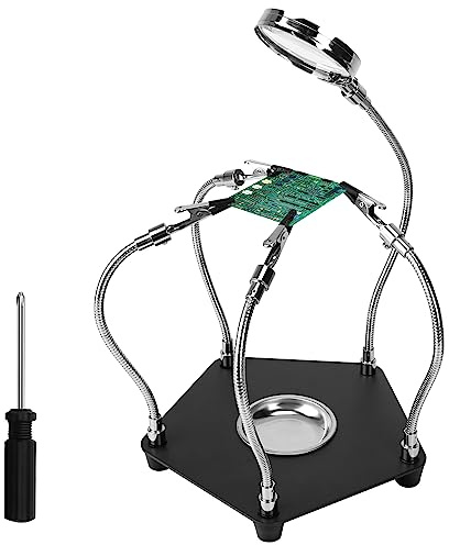 Towviy Dritte Hand Löten, helfende Hände Löten mit Lupe Modellbau Zubehör Lötstation Werkzeug Third Hand Löten mit flexiblen Armen für Schmuck Elektronik Reparatur