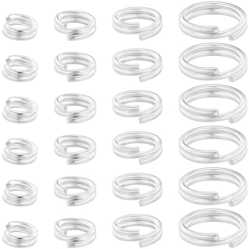 Beebeecraft 80 anneaux Ouverts à Double Boucle de 4/5/6/8 mm, 925 anneaux Fendus en Laiton Plaqué Argent Sterling avec Boîte de Rangement pour la Fabrication de Colliers, de Bracelets