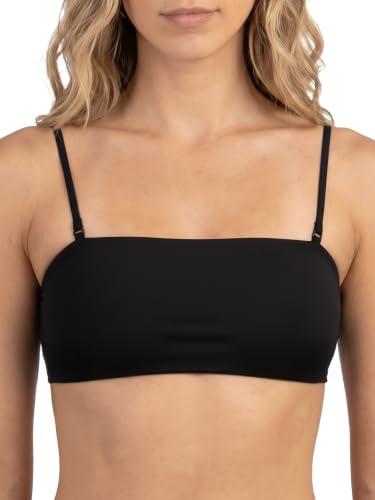 MYLILY Haut de Bikini Bandeau | Top Bandeau Femme Noir | Bretelles Amovibles et sans Bretelles | Haut de Bikini Noir