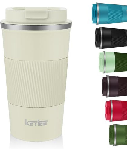 KETIEE Taza Térmica de Café para Llevar 510 ml - Doble Pared, Viaje Con Tapa a Prueba de Fugas para Té y Crema