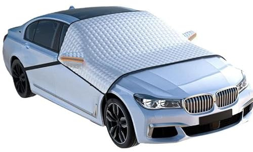 AKOUFALL Couverture Pare-Brise Voiture Housse Protection Contre Neige Voiture Imperméable Pare-Brise Anti-Gel Protection Voiture avec Sangle Fixe Couverture Fenêtre Latérale Hiver Bache Pare-Brise