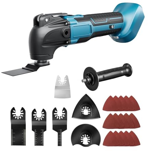 Cordless Oscillating Multi-Tool for makita 18V Battery (NO Battery) Brushless Oscillating Kit with 6 Variable Speeds for Removing, Scraping, Cutting with 23 Accessories