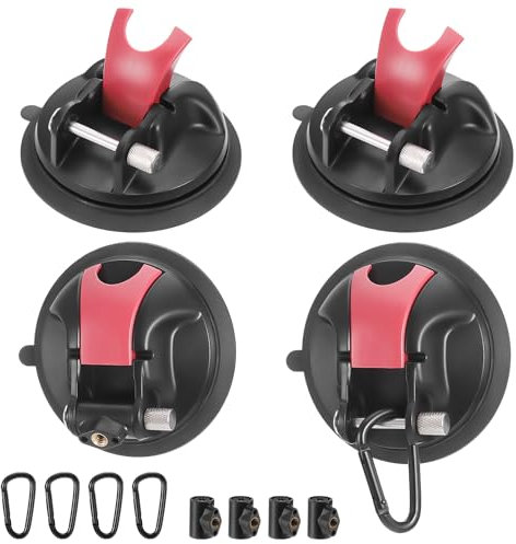 Fentar 4 Stück Saugnäpfe mit Haken, multifunktionale Saugnapfhaken für Haus, Werkstatt, Camping, geeignet zum Verbinden von Markisen, Waschlinien (maximale Traglast: 55 kg)