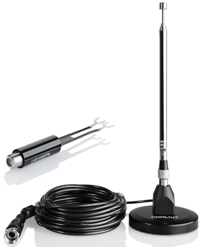CHHLIUT FM Antenna for Stereo Receiver – Magnetic Base, 16ft Coaxial Cable, Retractable, Perfect FM Reception for Home Theater System